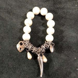 Pearl and charm bracelet